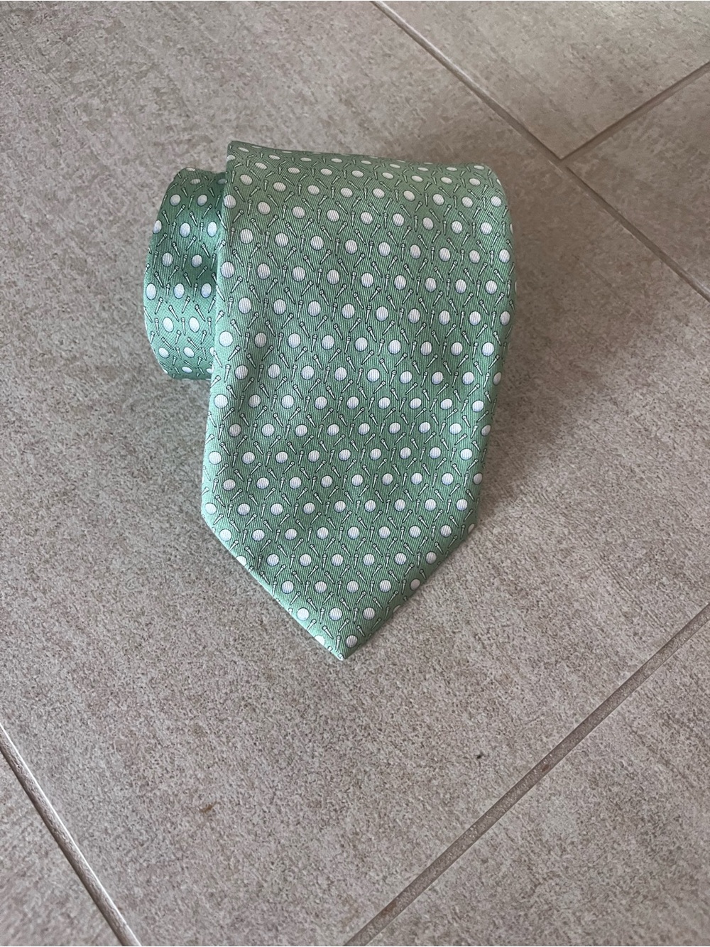 Vineyard Vines Mint Green Geometric Silk Tie